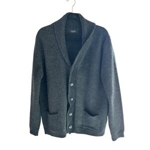 Zara Man Shawl Collar Cardigan Sweater Charcoal Gray Button Front Size XL